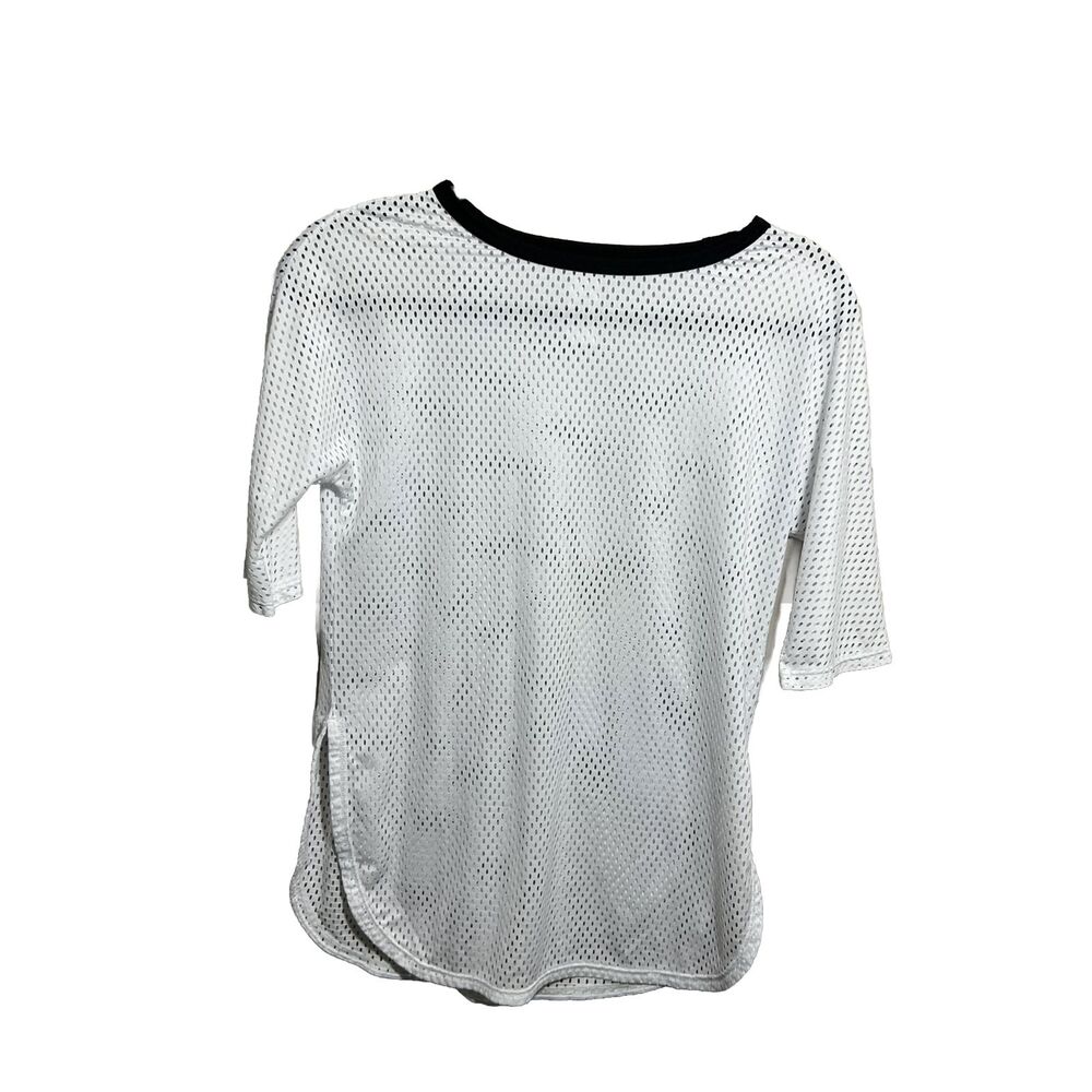 Z by Zella White Perforated Athletic Tshirt Sz L (10/12) Top w Black Trim